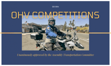 Jones’s measure to save off-highway vehicle competitions unanimously approved by the Assembly Transportation Committee