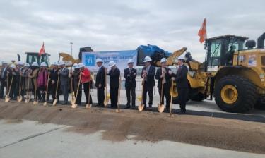 Senator Brian Jones (right end of the line) at the Terminal 1 groundbreaking ceremony.